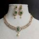 Handmade Brass Metal Jewellery Green Pearl Necklace Set